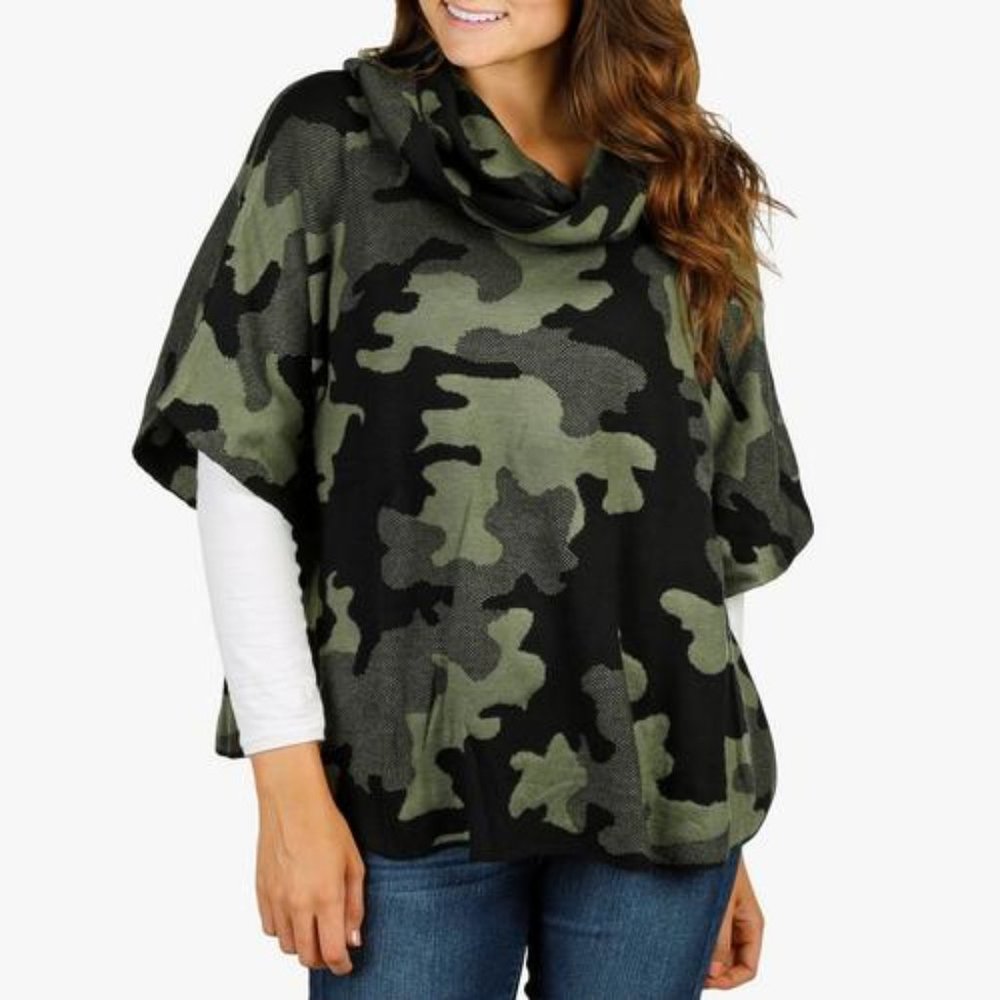 Brand New Fever Poncho Sweater Camo 2 Sizes S-M & L-XL